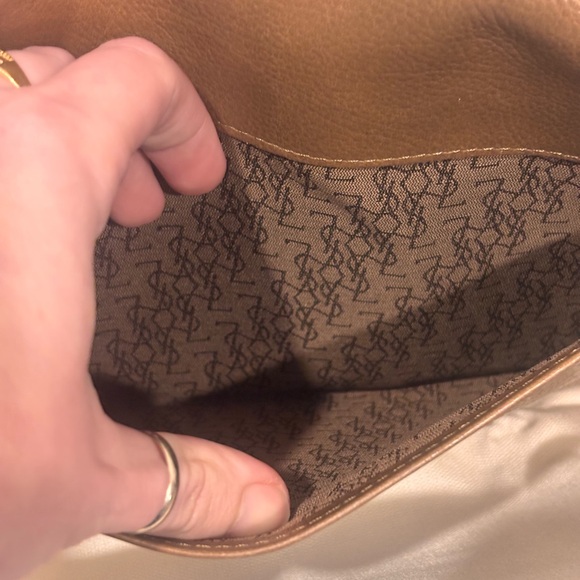 Yves Saint Laurent Vintage Brown Large Leather Envelope Clutch FULL INCLUSION - Picture 8 of 16